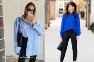 Black Pants with Blue Shirt